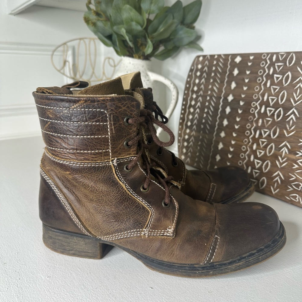 Bed|Stu Men's Distressed Leather Lace-Up Boots Size 10 - Picture 4 of 9